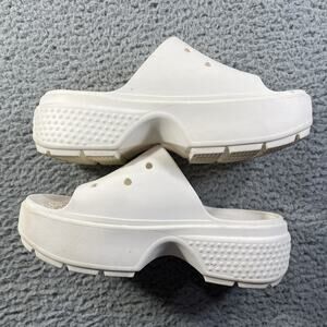 Crocs Classic Crush Slide White Platform Sandals Men's 9 / Women's 11 Slides